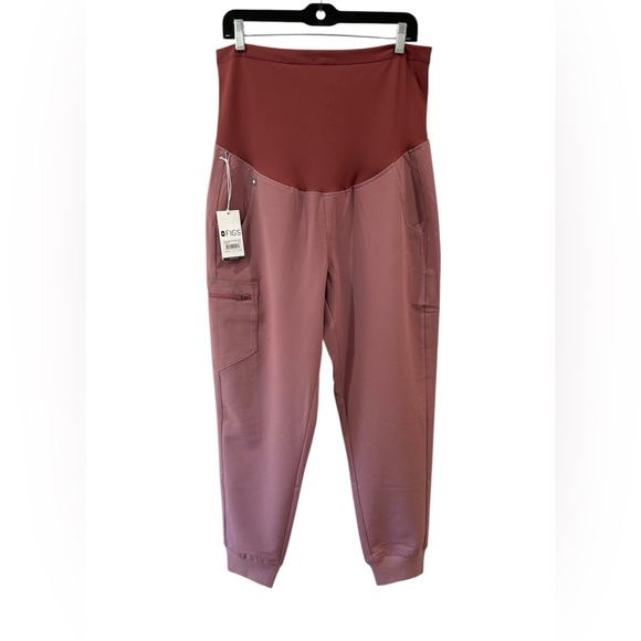FIGS women’s Zamora maternity pant joggers scrubs MP mauve belly panel NWT - Picture 1 of 9